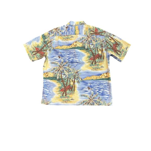 VTG Tommy Hilfiger Island Print Button Up Shirt Short Sleeve Hawaiian Mens Large - Picture 4 of 5